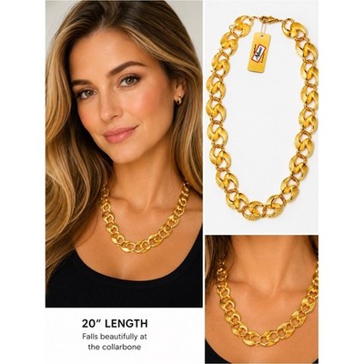 Vintage Signed Napier Gold Tone Chunky Link Statement Necklace 20'' Original Tag