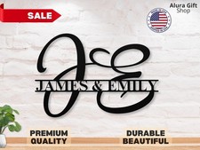 Custom Split Letters Metal Sign 2 Initial Monogram Metal Sign Family Name Sign M