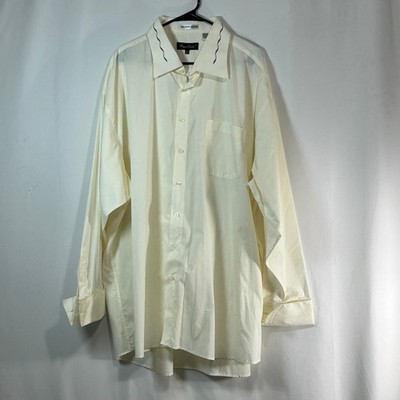 Bruno Conte Men's Cream Dress Shirt Single Needle Tailoring Size 19.5 36/37