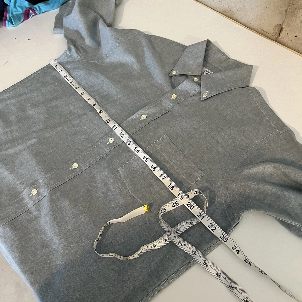 Camisa De Colección Arrow Dover Para Hombres Pequeña EE. UU. Azul Cambray Abotonada Clásica Papá Foto 3 de 4