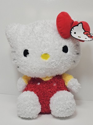 Sanrio Hello Kitty Jumbo Plush Doll Yellow Red Overalls  Fluffy Pillow