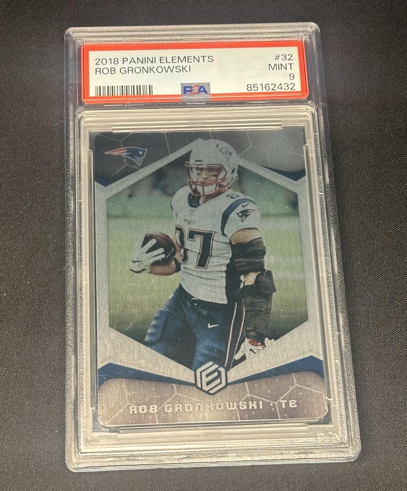 PSA 9 2018 Panini Elements Rob Gronkowski New England Patriots #32 18/75 view 1