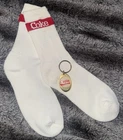 Coca Cola Tube Socks Coke Socks Soccer Football White Red Soda & Keychain VTG