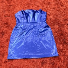 Fashion Nova Women’s Strapless Blue Satin Dress Size XL New With Tags