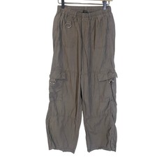 Wild Fable Pewter Gray Wide Leg Relaxed Cargo Pants Elastic Waist Sz S