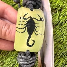 New Scorpion Resin Bracelet Leather Cord Black Insect Jewelry Y2K Gift