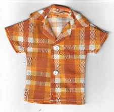 Homemade Doll Clothes-Reddish Plaid Shirt that fits Ken Doll B5