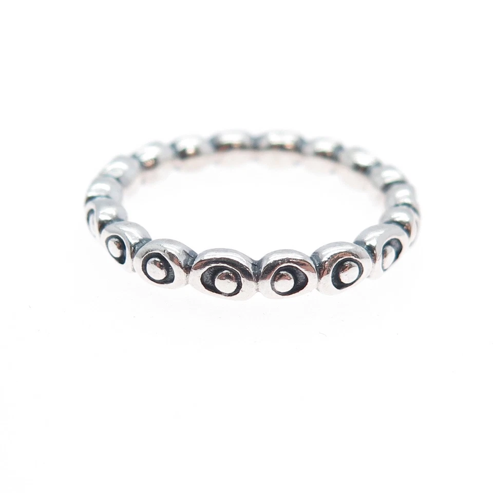 PANDORA 925 Sterling Silver Circle & Dot Stackable Oxidized Band Ring Size 7.5 - Image 3 of 4