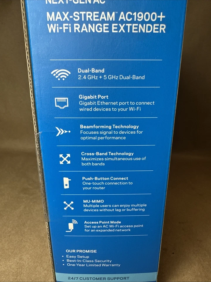 WiFi Range Extender Linksys RE7000 Max Stream AC1900 Gigabit Booster - Image 2 of 4