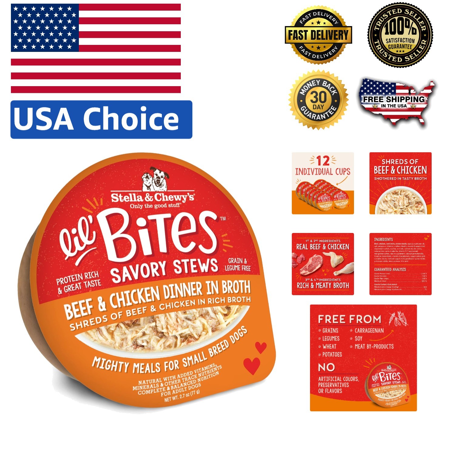 Stella & Chewy's Lil Bites Beef & Chicken Stews for Small Breeds - Pack of 12