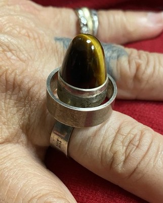 Unikat N E aus Sterling Ring Mid Century Tigerauge Vintage Modernist DÄNEMARK