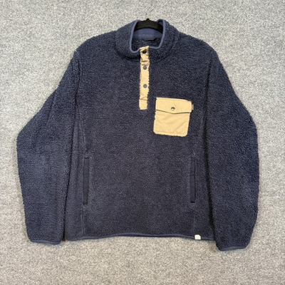 #ad #ad Marine Layer Sweater Mens Medium Navy Blue T Snap 1 4 Respun Fleece Fur Outdoors $29.99