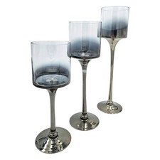 Kerzenleuchter aus Glas 3er Set Kerzenglas Windlicht Weihnachten silber Stumpenk