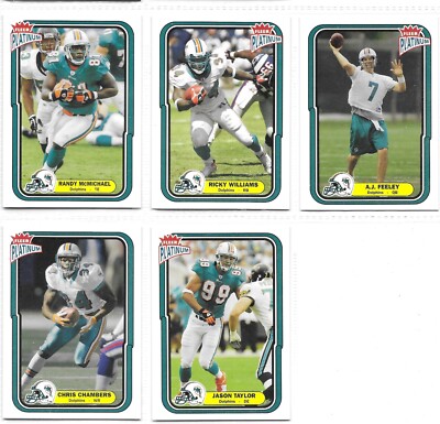 MIAMI DOLPHINS x5 Fleer Platinum 2004 NFL Trading Cards