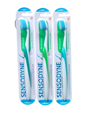 3 x SENSODYNE Multicare Soft Toothbrush  Silky Bristles for Sensitive Teeth