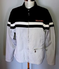 Harley Davidson Women&rsquo;s Grey/Black with White Stripe Jacket Vintage Size L