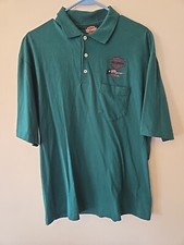 Vintage Harley Davidson USA Embroidered Green Pocket Polo Shirt Med. USA