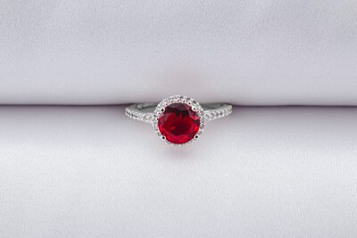 Anillo Circulo Zirconia al Centro y Microzirconias Blanco PLATA .925