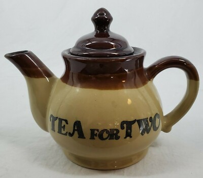 VINTAGE ~ ''Tea For Two''  Tea Pot with Lid  - Brown & Tan Pottery - circa 1970's