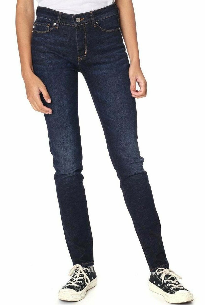 NWT LOVE MOSCHINO Sz27 HEART POCKET CRYSTAL SKINNY MIDRISE