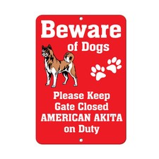 AMERICAN AKITA DOG Beware of Fun Novelty METAL Sign