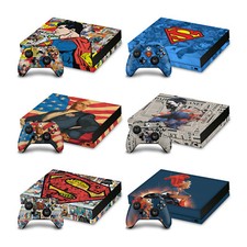 SUPERMAN DC COMICS LOGOS AND COMIC BOOK VINYL SKIN DECAL FOR XBOX ONE X BUNDLE