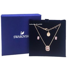 Swarovski Rose Gold Plated Necklace & Earring Set Rose Pink Crystals ...