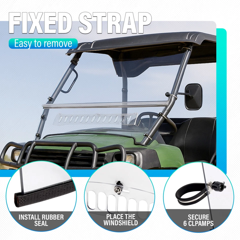 For John Deere HPX 4x4 XUV 620i 625i 825i 850D 855D Front Vented Windshield - Imagem 3 de 4