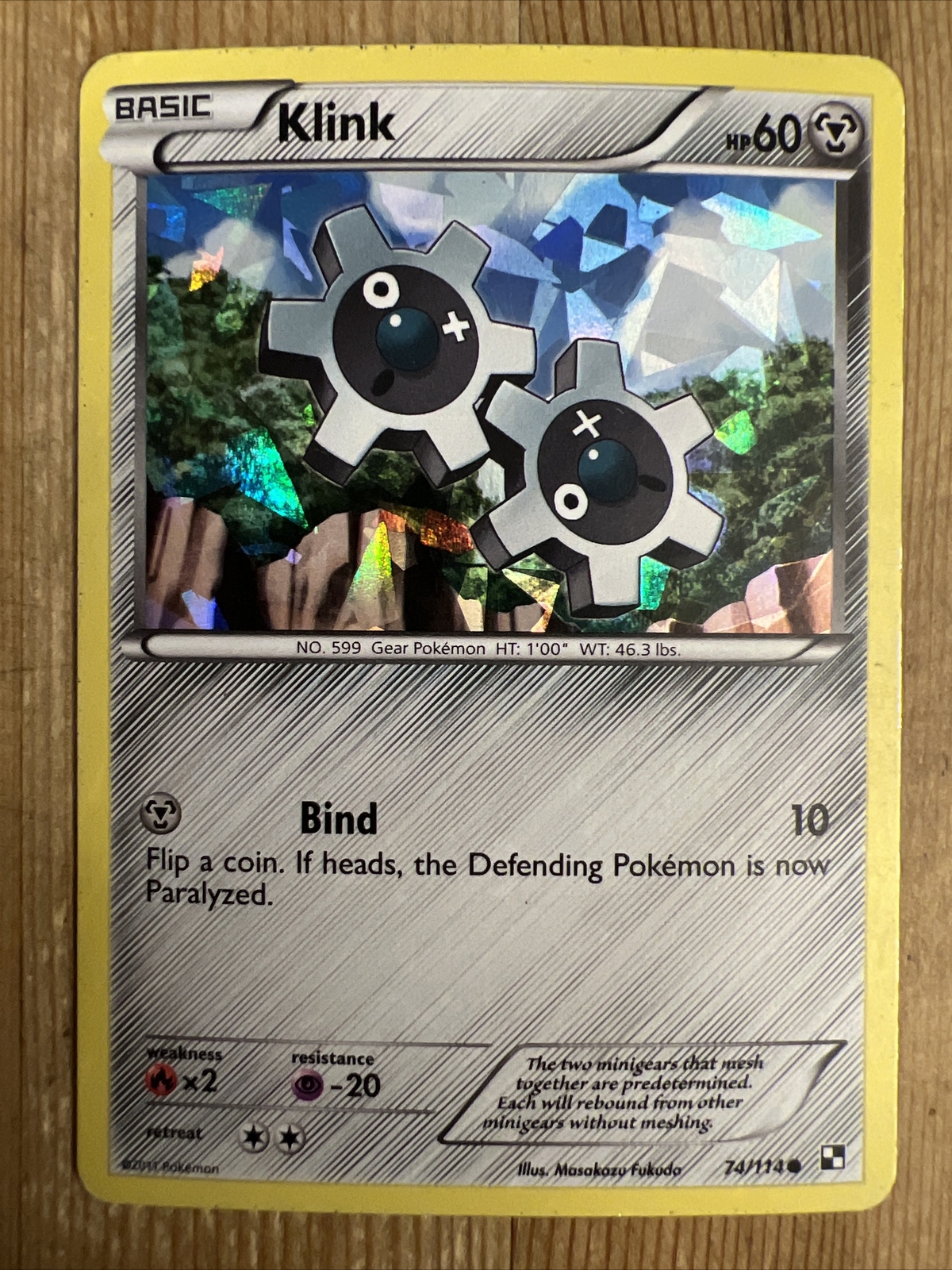 Pokémon TCG Klink Black & White 74/114 Regular Holo Cracked Ice Holo MP