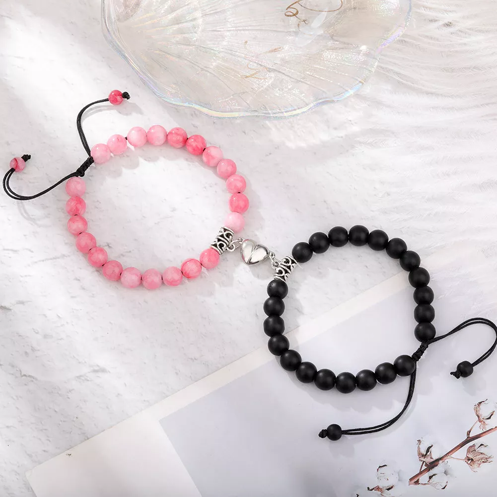 Couple Bracelets Natural Stones Adjustable Magnetic Clasp Bracelet