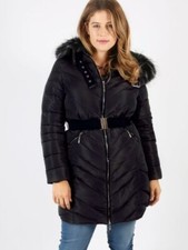 Lovedrobe Black Long Jacket With Fur Trim Uk 22 Rrp £99 Dh9 Ll 04