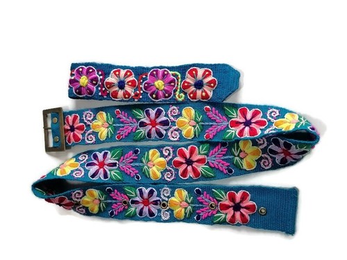 Handwoven Wool Belt and Headband Set Multicolored Flowers Ayacucho