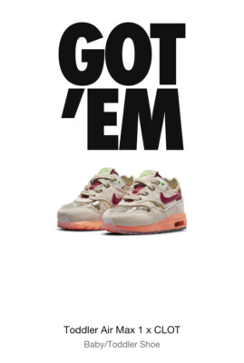 Nike Air Max 1 x CLOT Kiss of Death Toddler Size 10C *Confirmed* DJ2492-