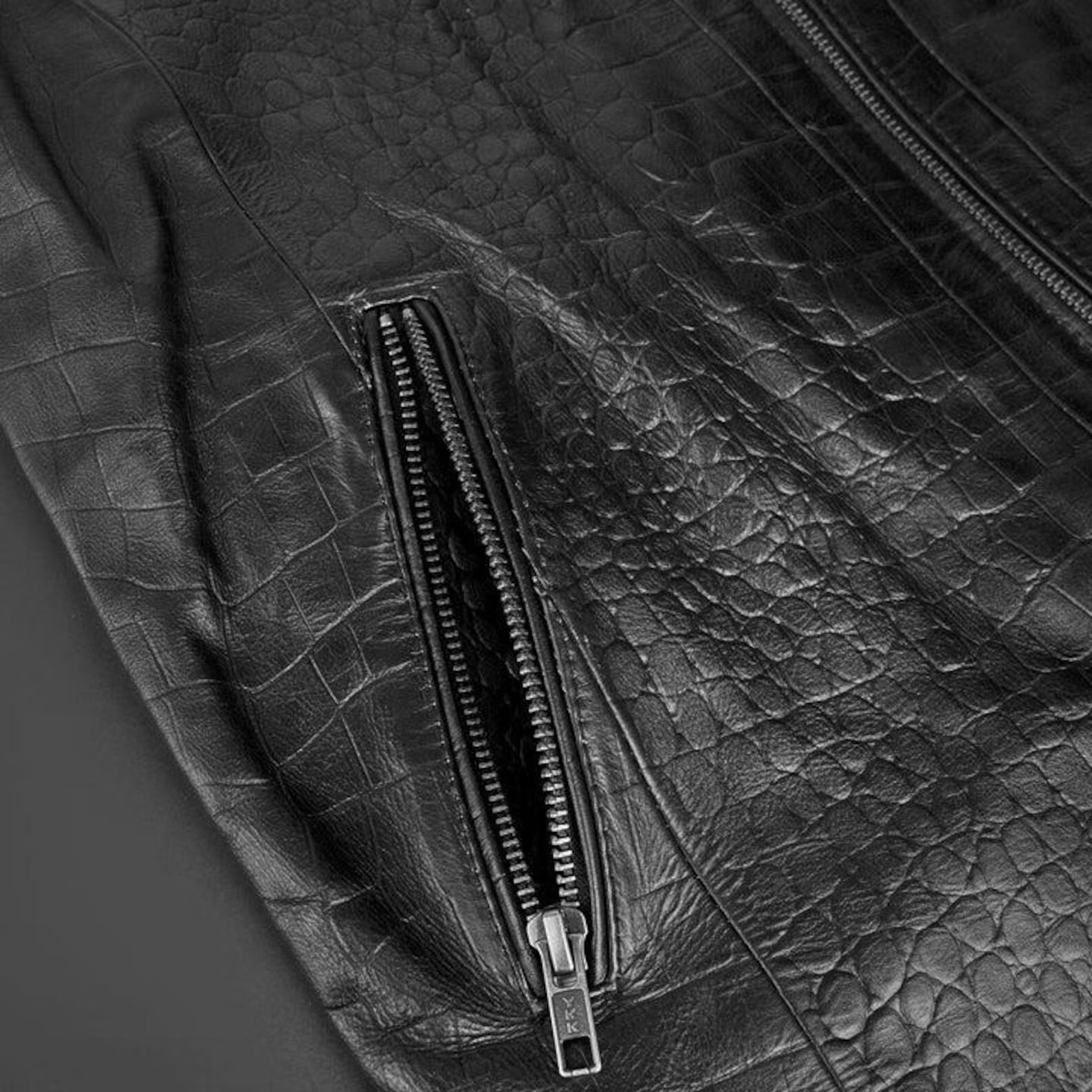 Men Luxury Handcrafted Croco Leather Jacket Croc Texture Lambskin Biker Jacket image 3