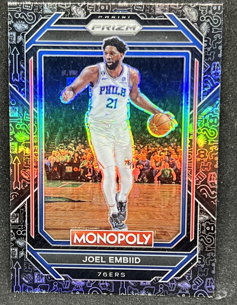 2022-23 Panini Prizm Monopoly #67 Joel Embiid Monopoly Black Classic Icons 76ers