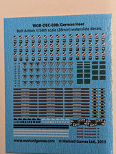 German Heer Decal Sheet Waterslide Bolt Action Wwii Infantry Warlord Games