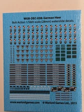 German Heer decal sheet Waterslide Bolt Action WWII Infantry Warlord Games