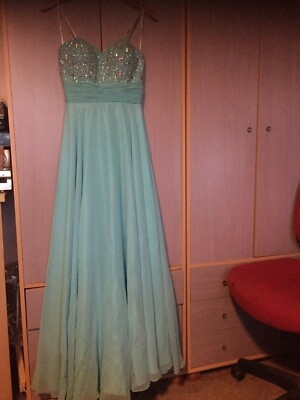 Ladies Crystal Breeze Aqua Blue Prom Dress Bridesmaid Dress Strapless Used  Once | eBay UK