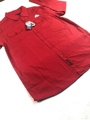 ohio state men's dress shirt Men's Antigua Scarlet Ohio State Buckeyes Ellis Woven Tri-Blend Long Sleeve Button-Down Shirt Size: Large