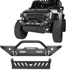 Fit 2007-2018 Jeep Wrangler Jk Off-road Steel Front Bumper Or Skid Plate Black