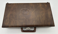 VTG Cassette Tape Holder Portable Case Holds 24 Faux Brown Leather Made USA