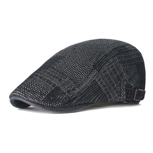Berretto Denim Uomo Stile Britannico Berretto Retrò Tesa Corta Cappelli Regolabile Cappellino Casual - Foto 12 di 15
