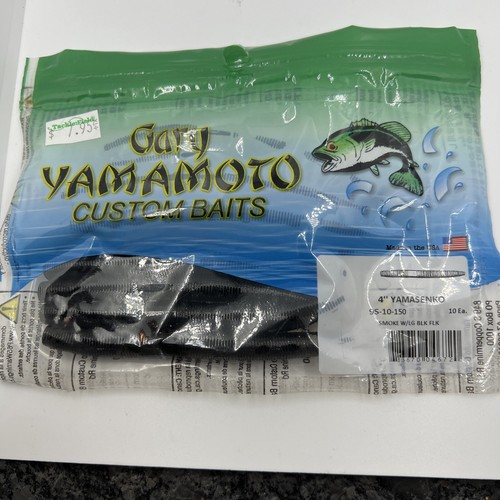 gary yamamoto senko 4" yamasenko 10 pk 9s-10-150 Smoke W/lg Blk Flk.  C23 - Picture 3 of 4