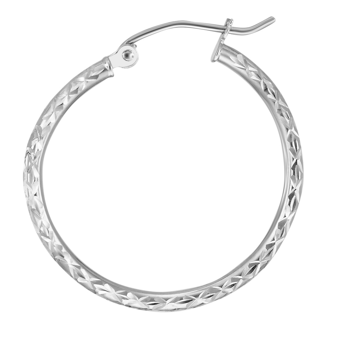 Wellingsale 14k White Gold Diamond Cut 1.5mm Hoop Earrings (25 x 25 mm)