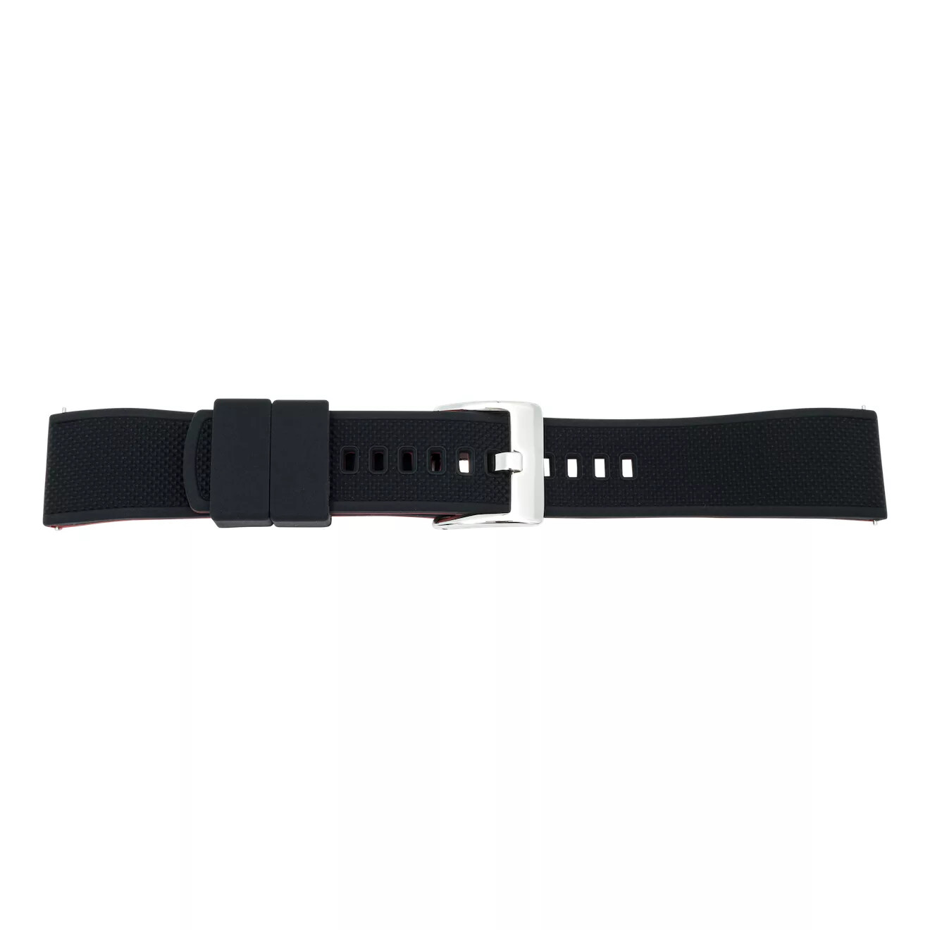 Watch Strap Silicone Black/Red by Pebro - 20, 22 mm - Replacement Band