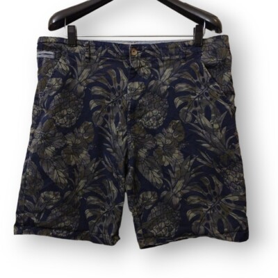Hudson And Barrow Shorts Men Size 38 Hawaiian tropical floral Pineapple Leaves 