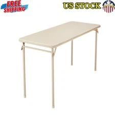 20"x48" Vinyl Upholstered Folding Table Lightweight Durable Antique Linen New