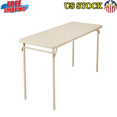 20''x48'' Vinyl Upholstered Folding Table Lightweight Durable Antique Linen New