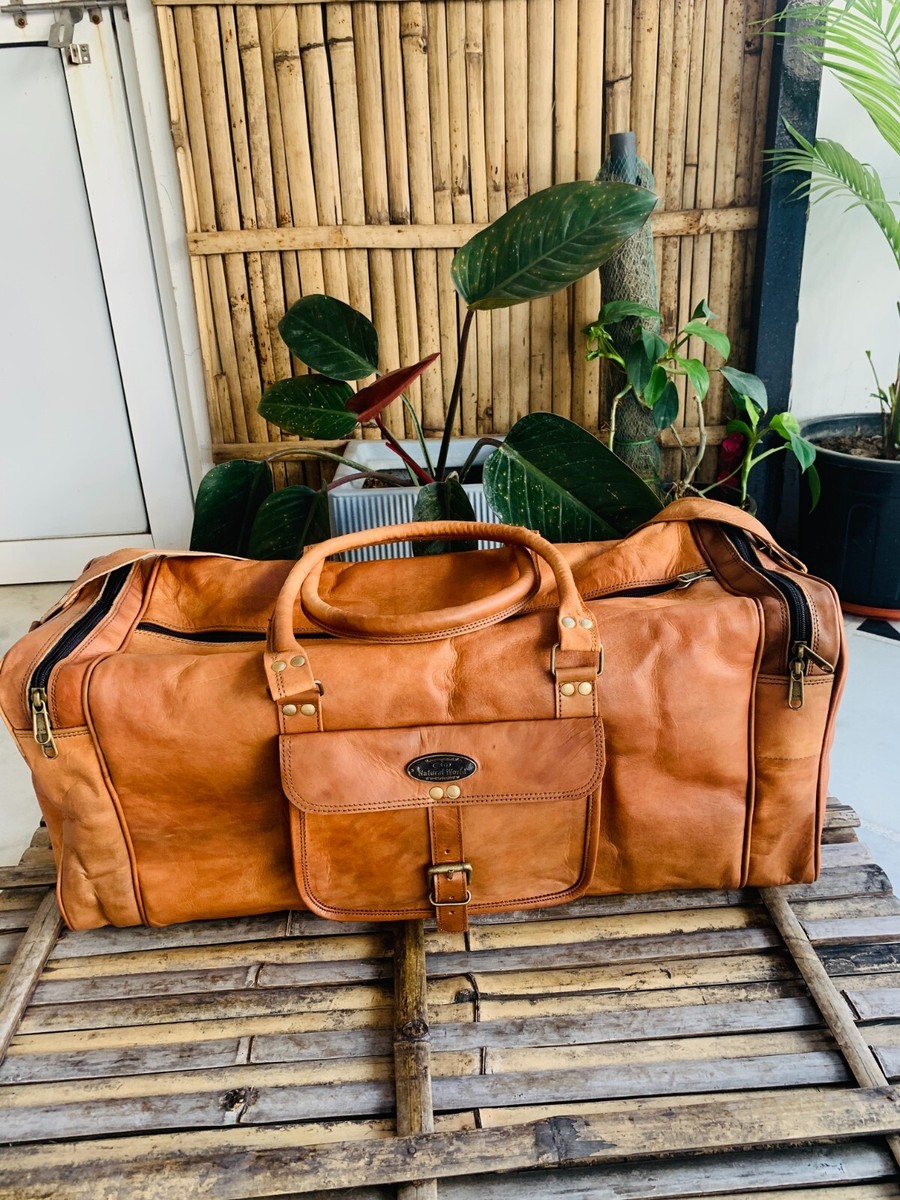 Premium Soft Leather Large Vintage Duffle Travel Gym Weekend Overnight Bag  Men's