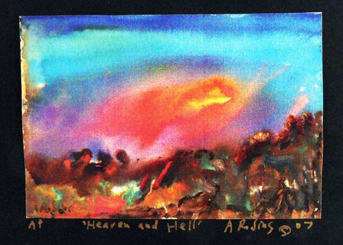 LISTED ARTIST Arthur Robins 1 ORIGINAL PRINT NYC Art HEAVEN AND EARTH landscape - 第 1/4 張圖片